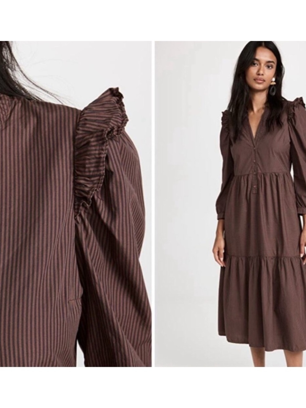 Nation LTD Dalia Striped Ruffle Midi Dress